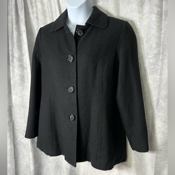 Briggs New York Black Textured Pea Coat - size 16 - Picture 2 of 10
